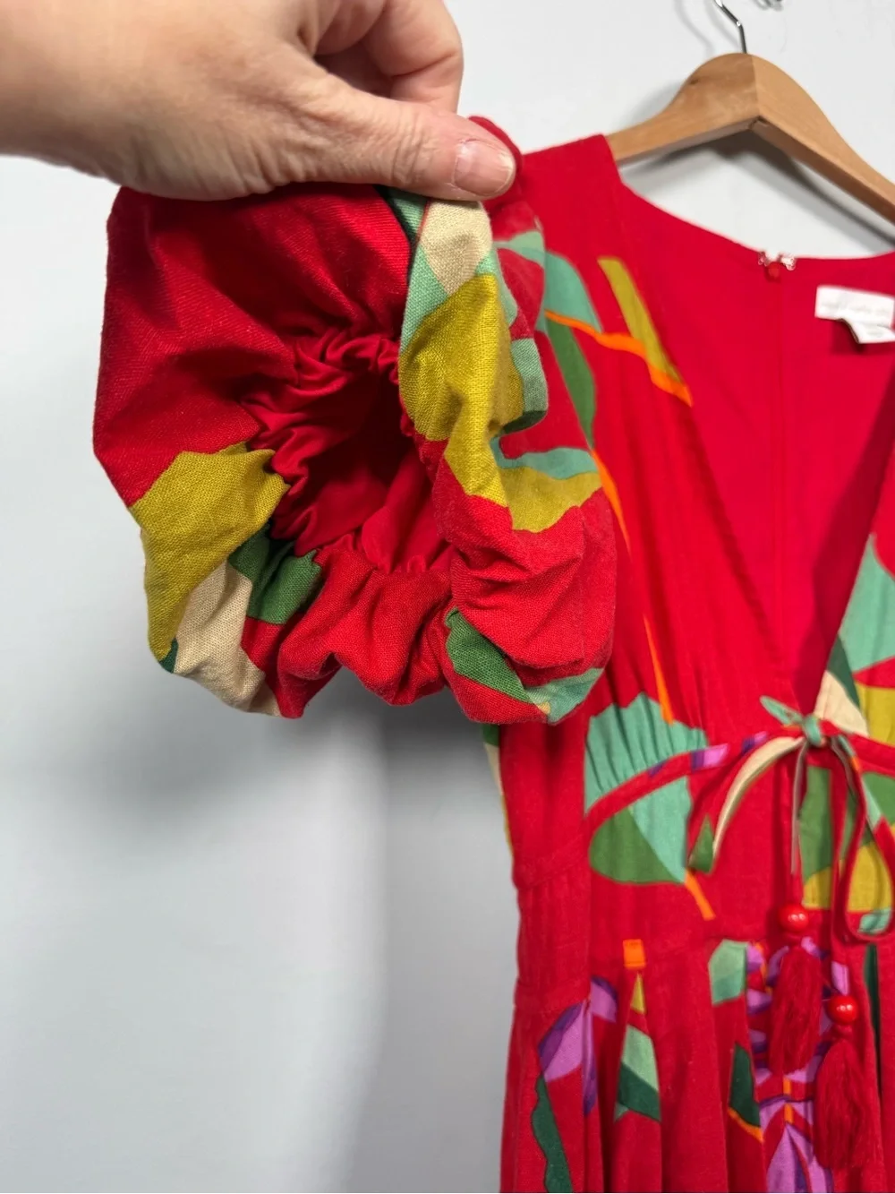House of Harlow 1960 Red Floral Fit & Flare Puff Sleeve Mini Dress, Size 6